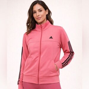 Adidas Pink/Coral  Track Jacket – Women’s Large | 3-Stripes Athleisure Zip Up